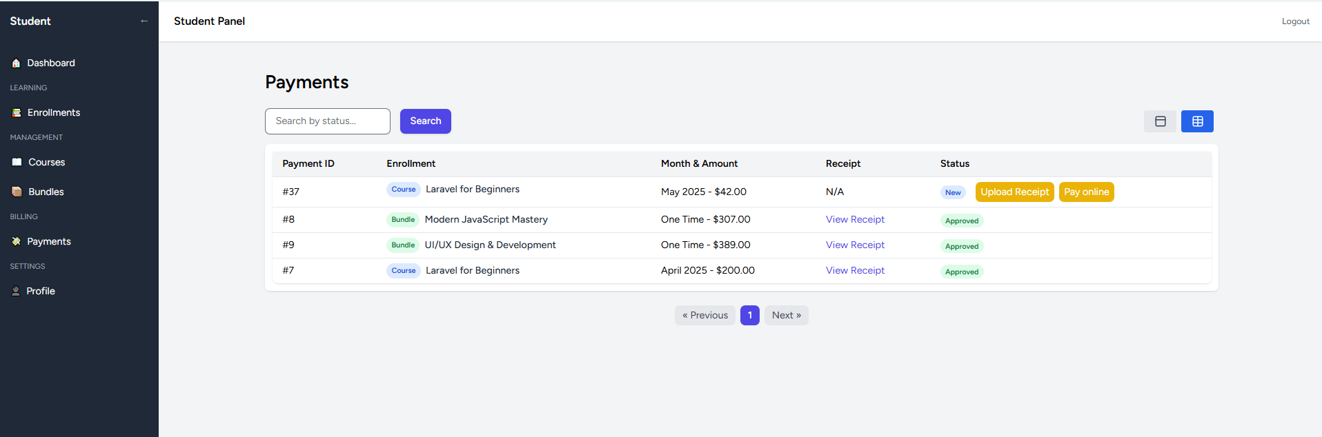Student Payment Options
